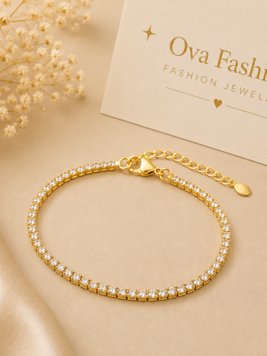 Golden Crystal Tennis Bracelet