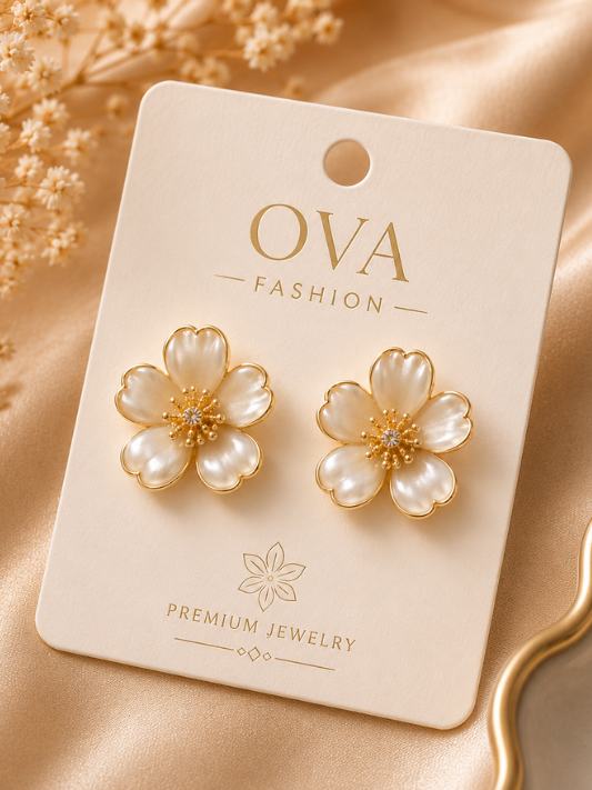 Golden Blossom Pearl Earrings