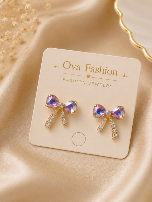 Aurora Bow Crystal Stud Earrings