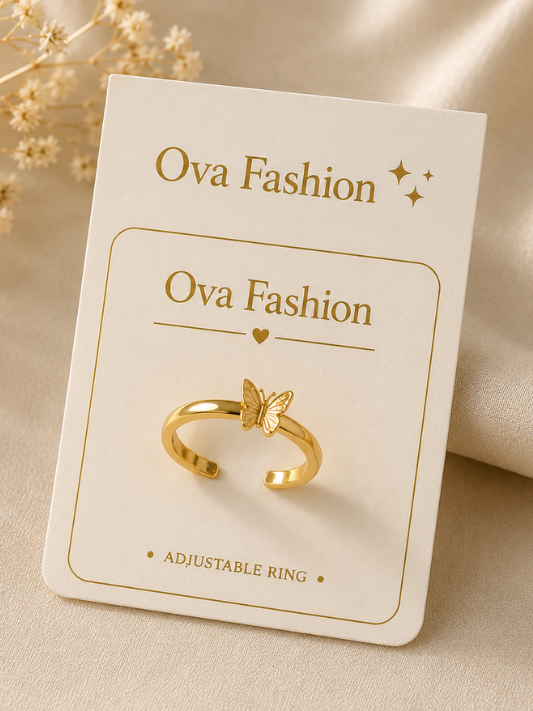 Golden Butterfly Adjustable Ring