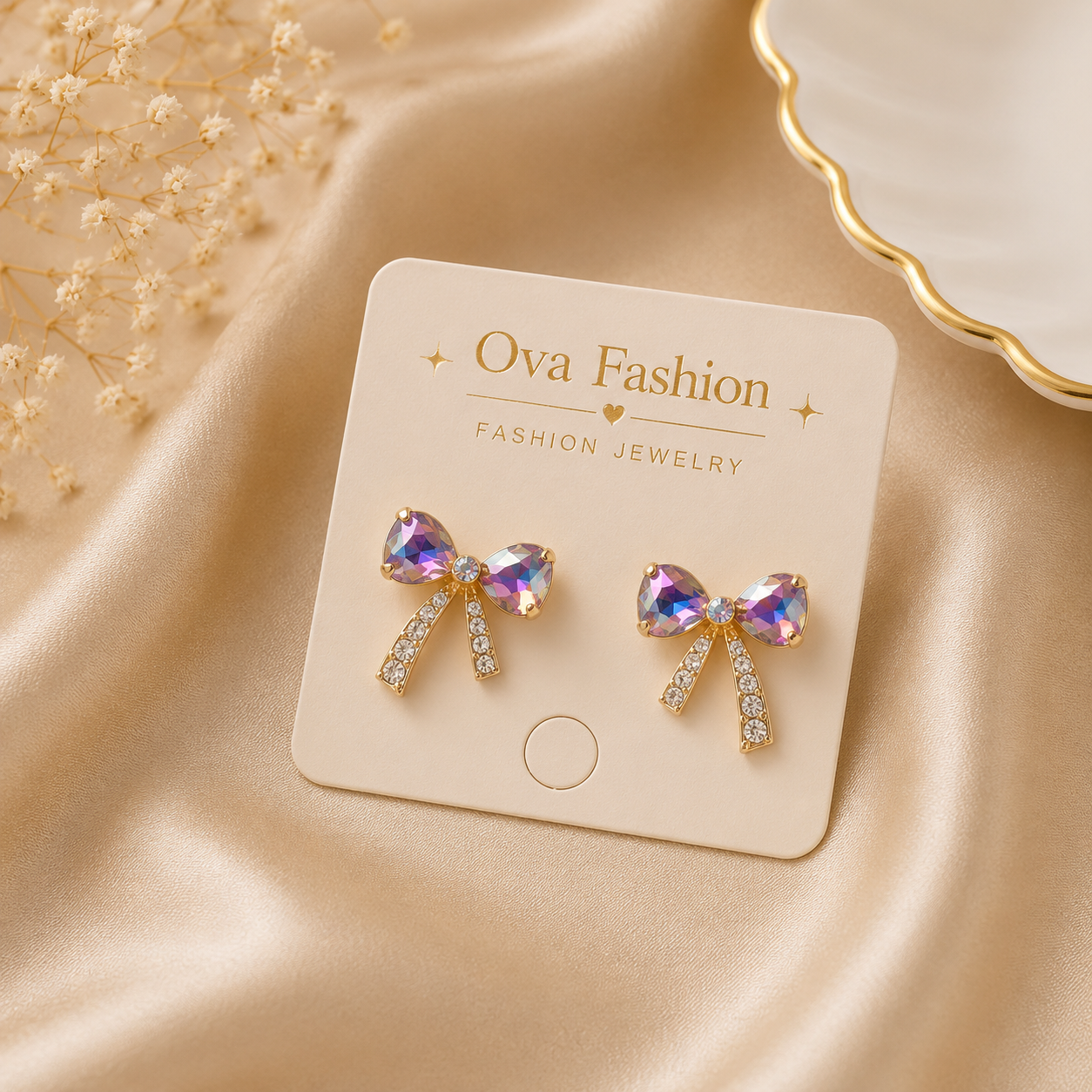 Aurora Bow Crystal Stud Earrings