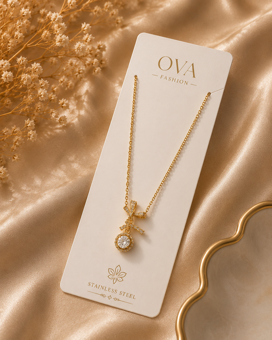 Crystal Bow Pendant Necklace