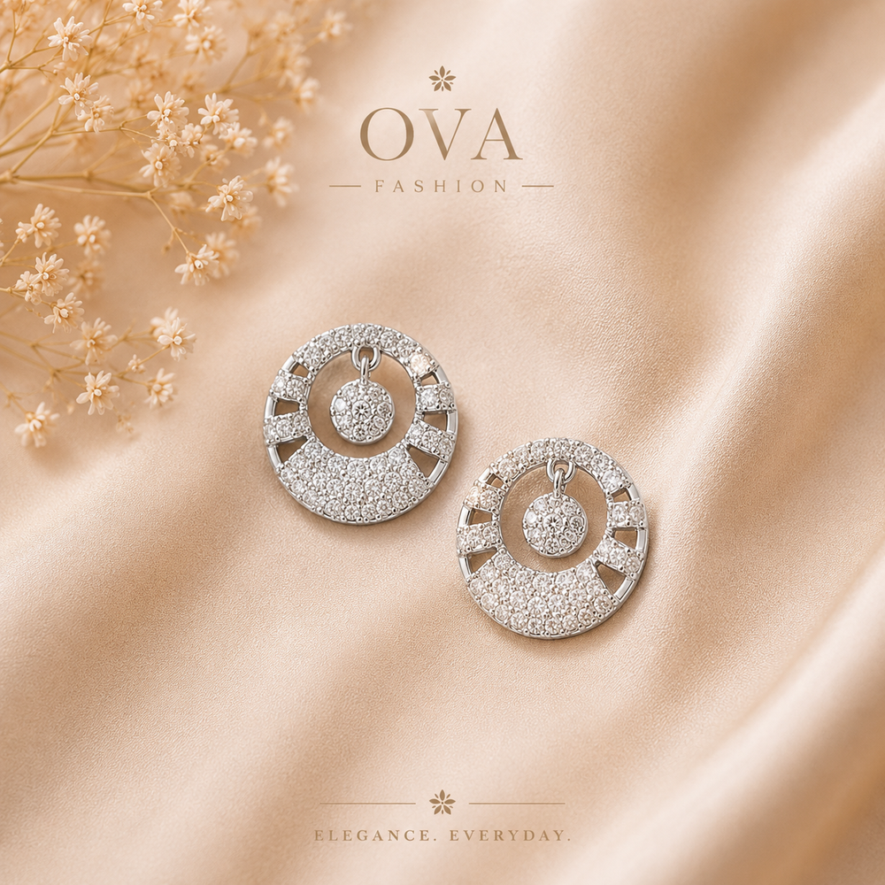 American Diamond (CZ) Halo Stud Earrings