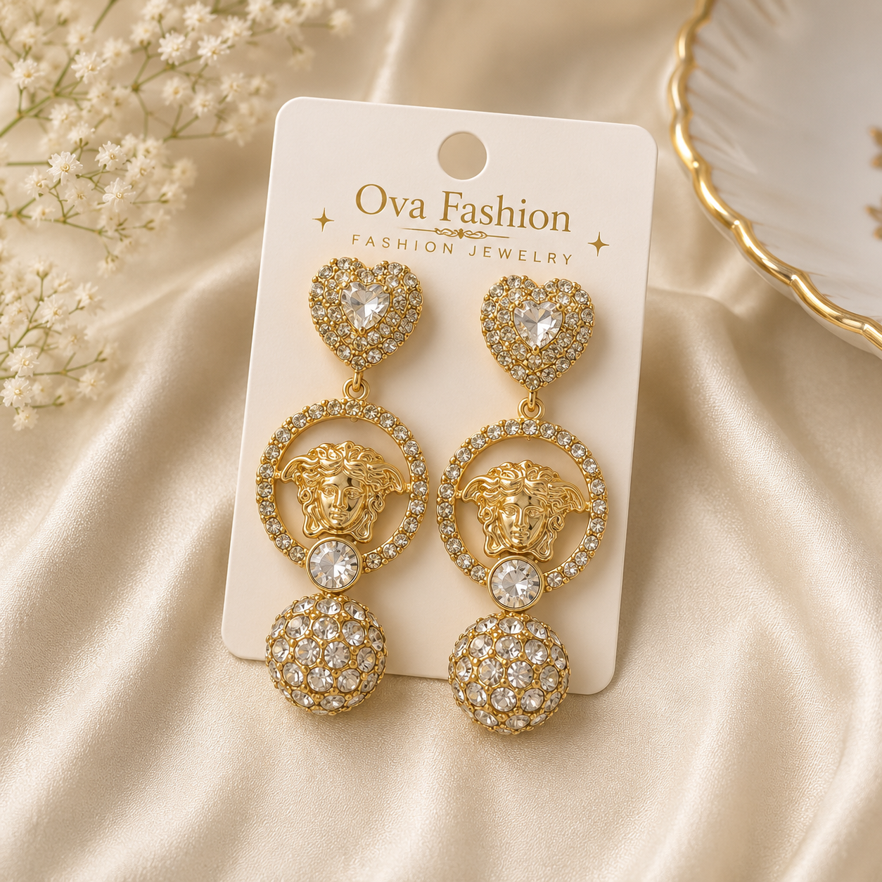 Royal Crystal Medusa Earrings