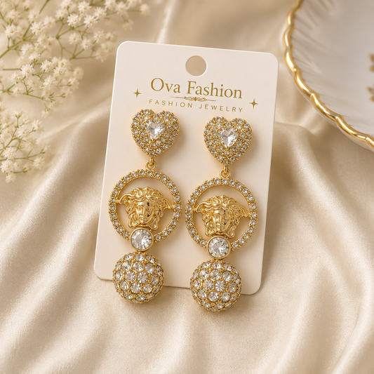 Royal Crystal Medusa Earrings